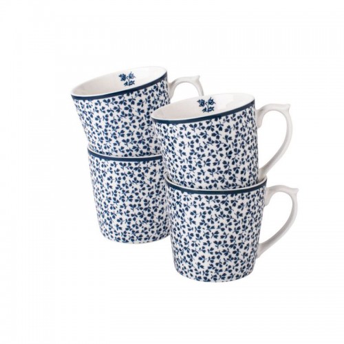 4 mugs with Floris print. In a gift box and with a capacity of 35 cl. Blueprint Collection, by Laura Ashley.