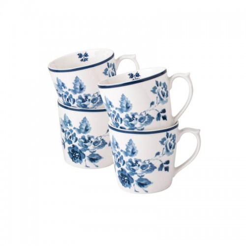 4 mugs with China Rose print. In a gift box and with a capacity of 35 cl. Blueprint Collection, by Laura Ashley.