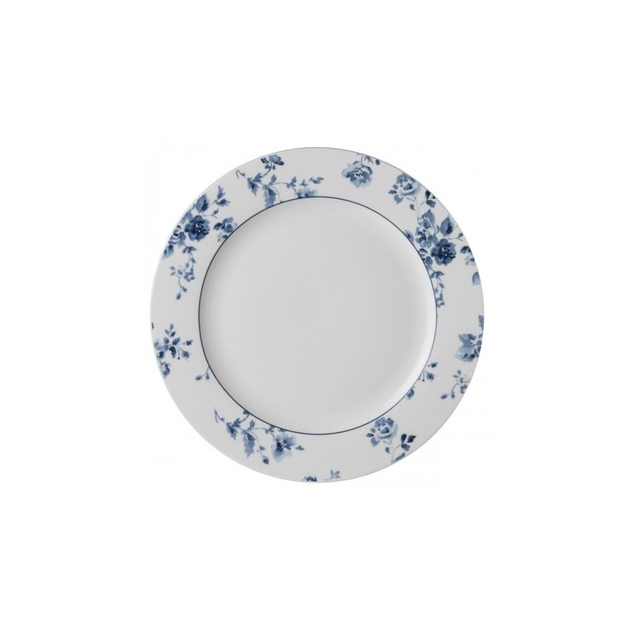 Bajo plato China Rose 30 cm. Borde azul y blanco, en varios diseños. Vajilla Blueprint, de Laura Ashley.