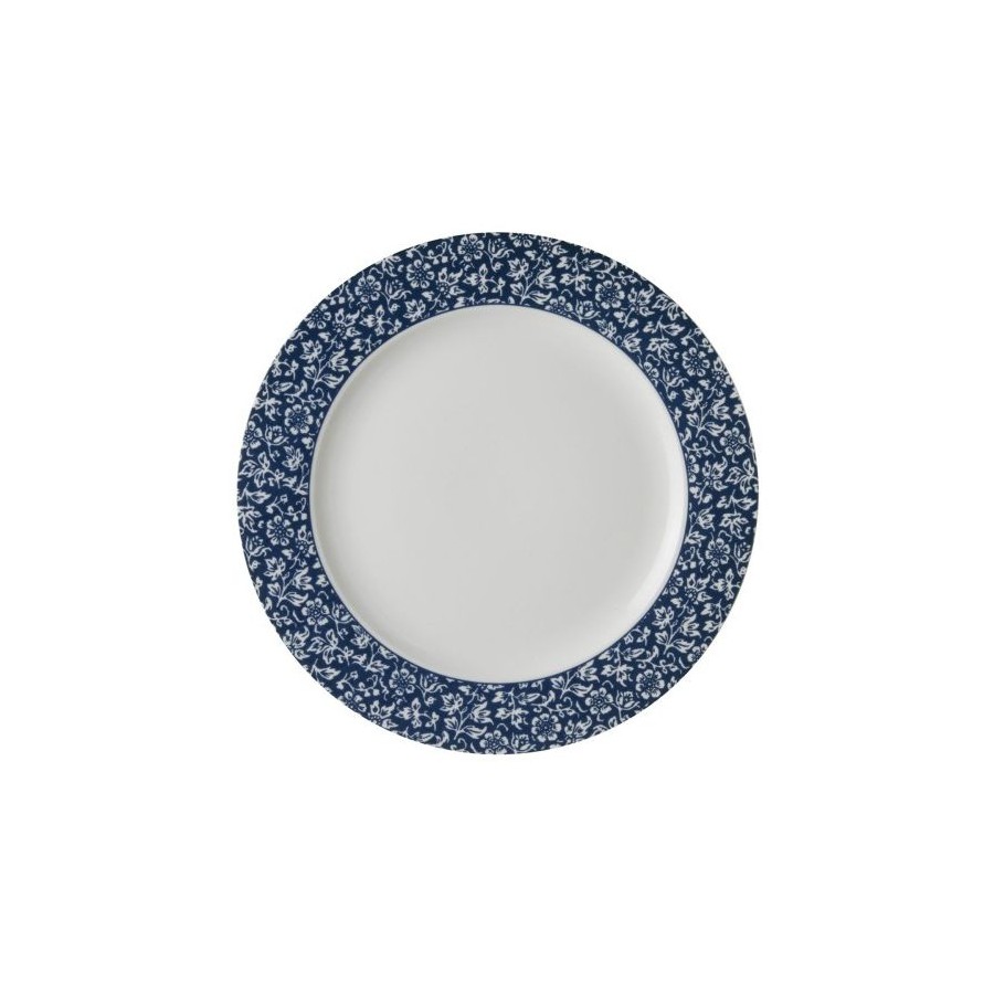 Base plate Sweet Allysum 30 cm. Blue and white border, in various designs. Blueprint Dinnerware, by Laura Ashley.