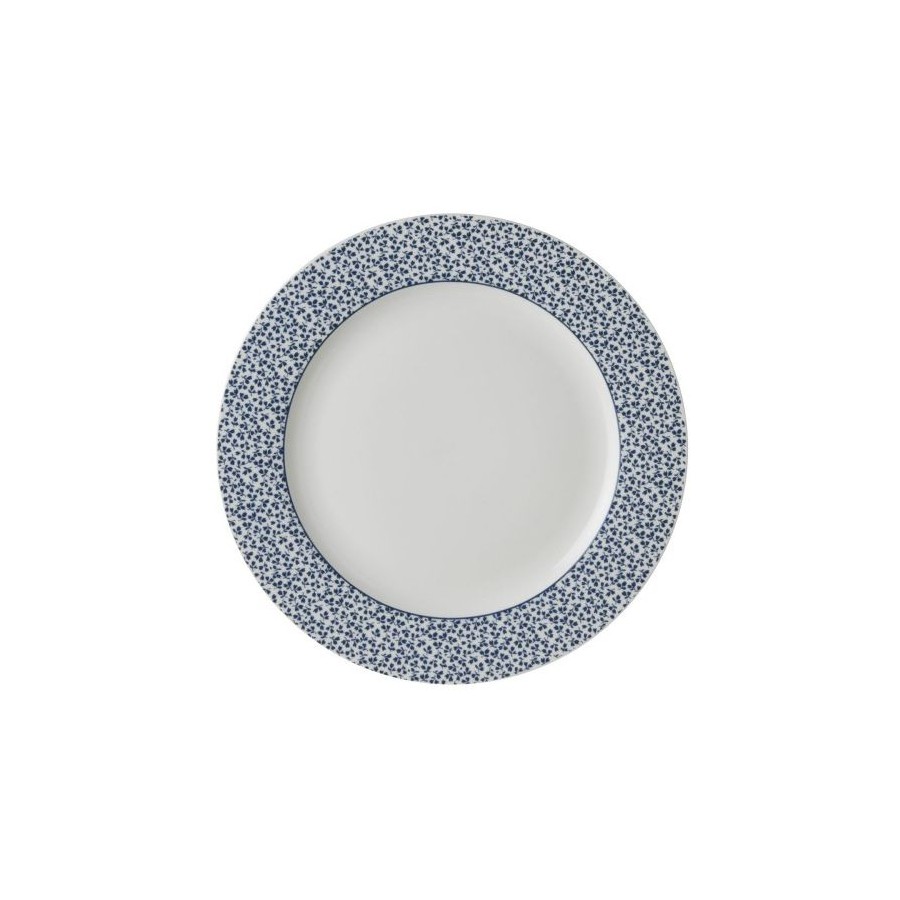 Base plate Floris 30 cm. Blue and white border, in various designs. Blueprint Dinnerware, by Laura Ashley.