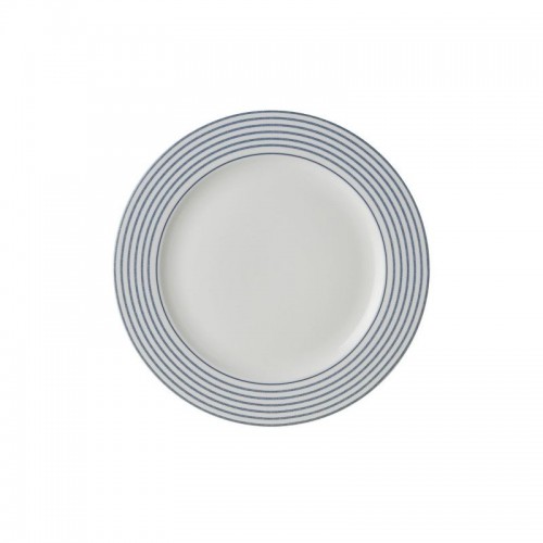Base plate Candy Stripe 30 cm. Blue and white border, in various designs. Blueprint Dinnerware, by Laura Ashley.