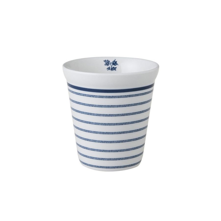 Mug without handle for a juice or smoothie. Candy Stripe print from the Blueprint collection, by Laura Ashley.