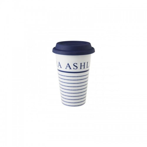 Candy Stripe take away cup 33 cl. Floral print and silicone lid (BPA free). Resistant and ecological, Laura Ashley.