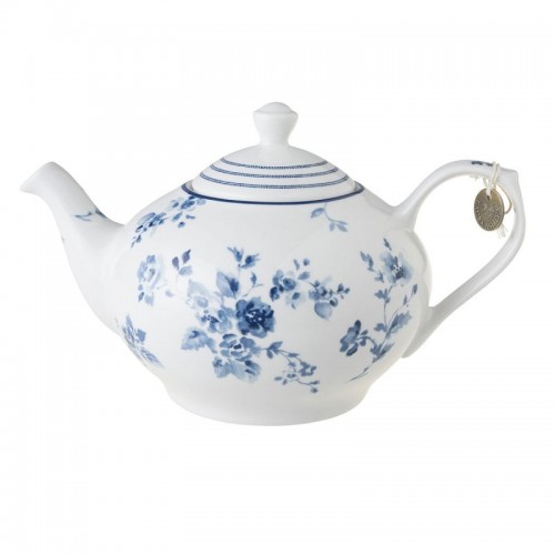 1.6 liter ceramic teapot. China Rose design and Candy Stripe lid. Blueprint Collection, by Laura Ashley.