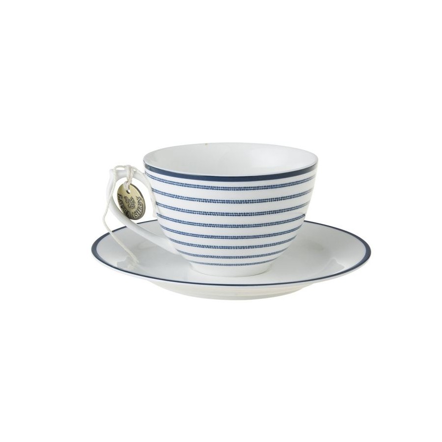Candy Stripe mug and plate set perfect for a cappuccino or tea. Blueprint Collection, by Laura Ashley.