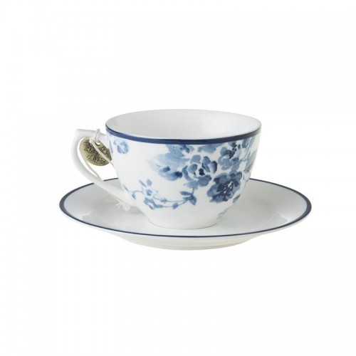 Set de taza y plato China Rose perfecto para un cappuccino o un té. Colección Blueprint, de Laura Ashley.