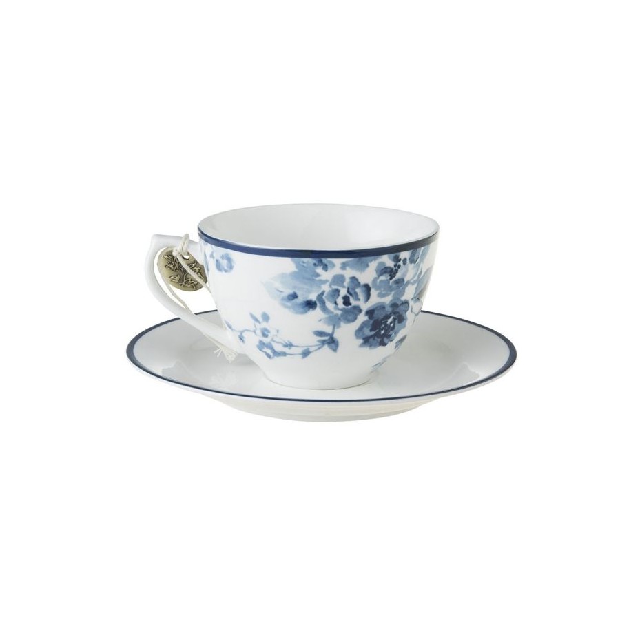 Set de taza y plato China Rose perfecto para un cappuccino o un té. Colección Blueprint, de Laura Ashley.