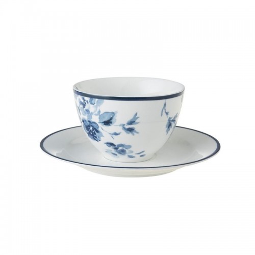 Set de taza y plato China Rose perfecto para un cappuccino o un té. Colección Blueprint, de Laura Ashley.