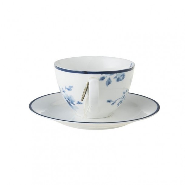 China Rose mug and plate set perfect for a cappuccino or tea. Blueprint Collection, by Laura Ashley.