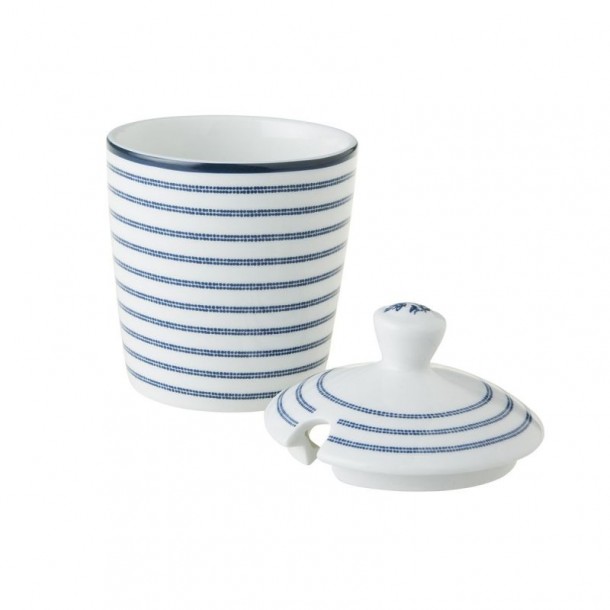 Sugar bowl with Candy Stripe print. Blueprint Collection, by Laura Ashley.