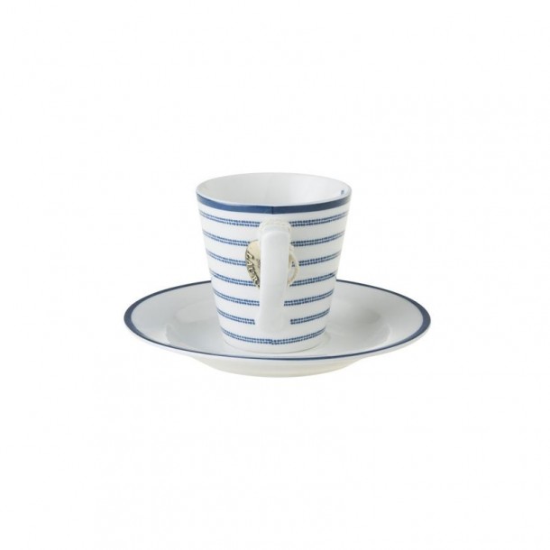 Set of mug and plate 9 cl Candy Stripe. Perfect for an espresso. Blueprint Collection, by Laura Ashley.