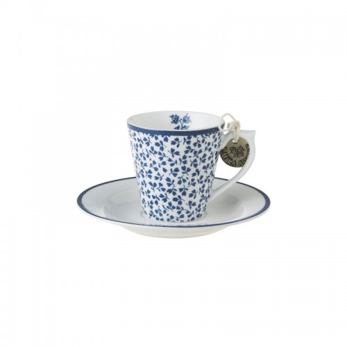 Set de taza y platillo 9 cl Floris. Perfecto para un espresso. Colección Blueprint, de Laura Ashley.