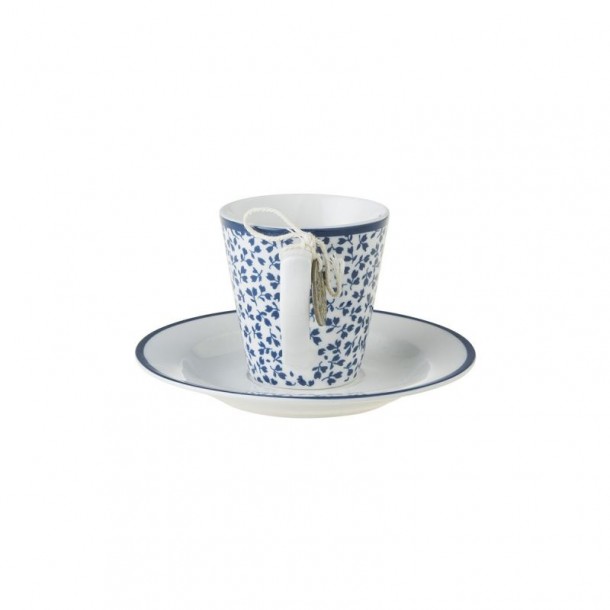 Set de taza y platillo 9 cl Floris. Perfecto para un espresso. Colección Blueprint, de Laura Ashley.