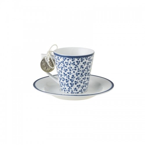 Set de taza y platillo 9 cl Floris. Perfecto para un espresso. Colección Blueprint, de Laura Ashley.